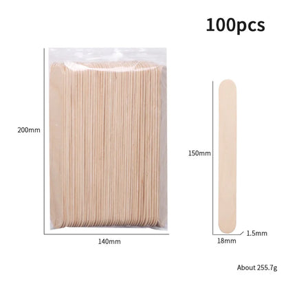 100pcs Disposable Waxing Wooden Tongue Depressor Body Hair Removal Stick Tongue Depressor