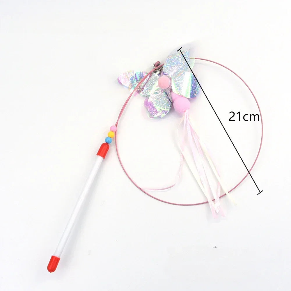Interactive Cat Toy Hands-Free Cat Stick Playing Kitten Playing Teaser Wand Toy Suction Cup Bird/Feather Cat Wand Pet Supplies