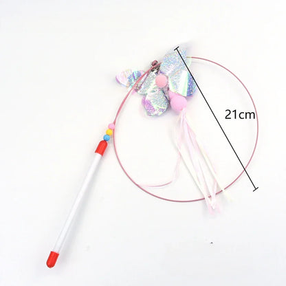 Interactive Cat Toy Hands-Free Cat Stick Playing Kitten Playing Teaser Wand Toy Suction Cup Bird/Feather Cat Wand Pet Supplies