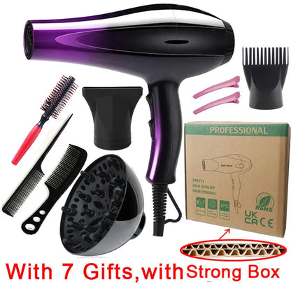 High-Power Ionic Hair Dryer, Fast Heating and Hot/Cold 9 Gears Adjustment Home Professional Hair dryer, Blow Dryer with Accessories