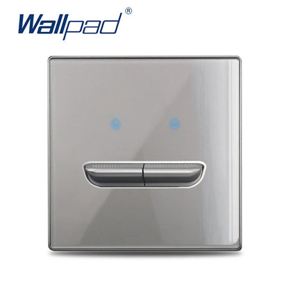 Wall Light Switch Chrome Toggle Press Button Tempered Glass Plate Blue LED Light 1 2 3 4 Gang White Black Gray Gold