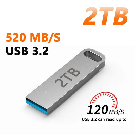 2TB USB Flash Drive 3.2 High Speed Metal U Disk TypeC Memory Stick Waterproof SSD Storage PC Phone Data Transfer Portable NEW