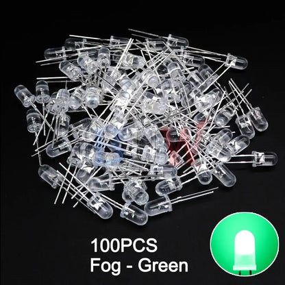 100PCS/LOT, 5mm LED Diode, F5 Assorted Kit, White Green Red Blue Yellow Orange Pink Purple Warm White DIY Light Emitting Diodes, IBUW