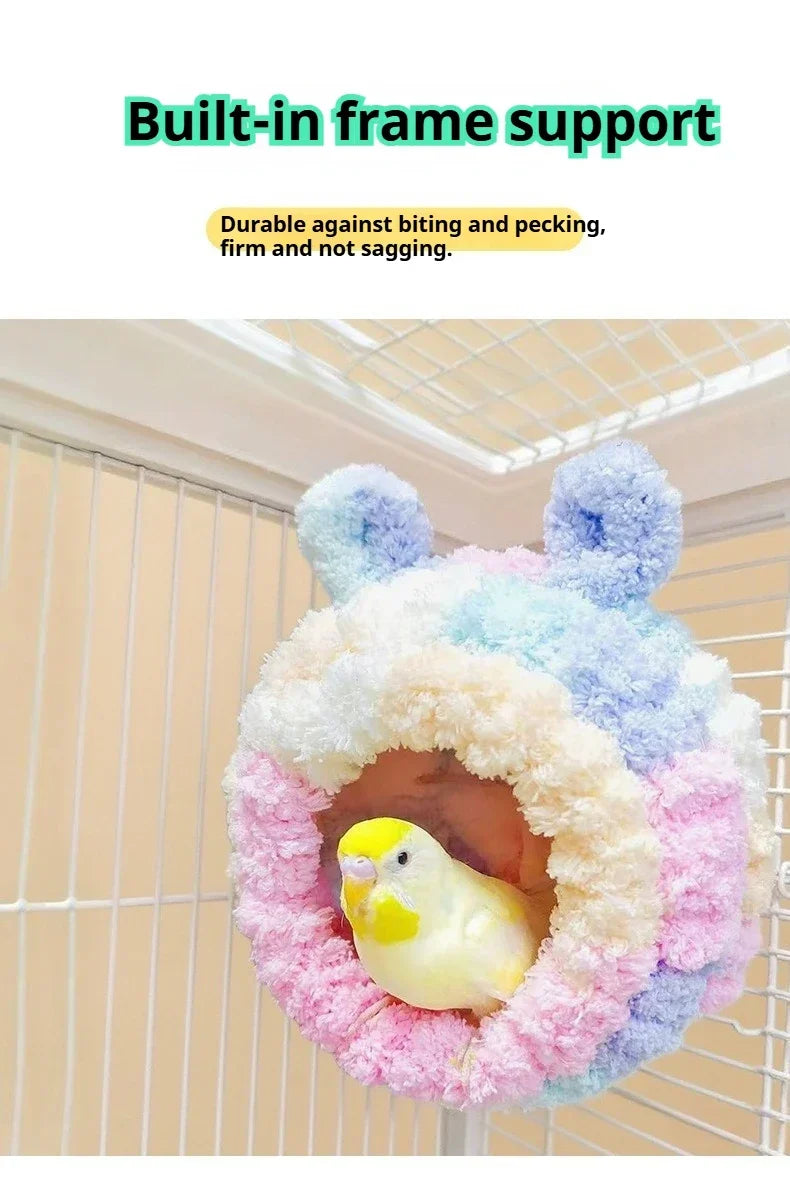 Bird Nest Warmth Parrot Nest Winter Bird Nest Thick Cotton Fleece Flannel Bird Cage Hanging Breeding Nest Small Pet Keep Warm