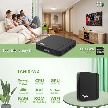Smart TV Box Android 11 Tanix W2 Amlogic S905W2 Android 11.0 Media Player H.265 AV1 Dual Wifi HDR 10+ 4GB32GB Set Top Box 2G16G