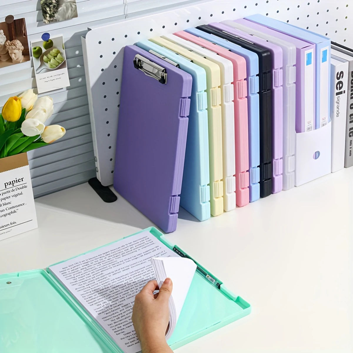 1Pc, A4 writing board file box, 2-in-1 A4 document and photo multifunctional storage box, portable organization tool for office