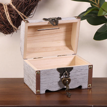 Classic Treasure Chest Savings Box with Secure Lock for Home Ornamentation
