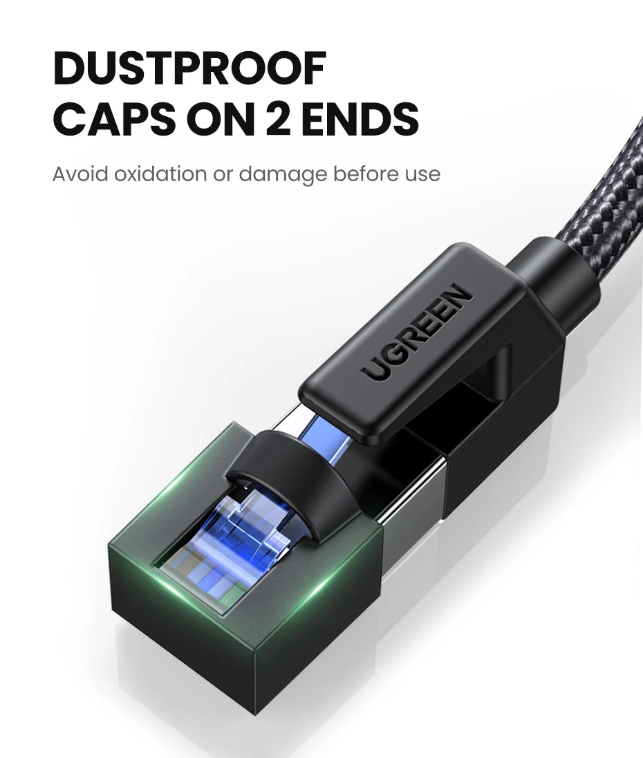 UGREEN CAT 8 Ethernet Cable High Speed Braided 40Gbps 2000Mhz Network LAN Cord RJ45 Shielded Indoor for Router PC PS5 Modem Xbox