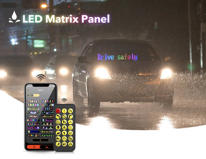 Car Decor Advertising Logo Lights Outdoor LED Matrix Pixel Scrolling Screen DIY Customize Patterns, Animations, Text Warning Light