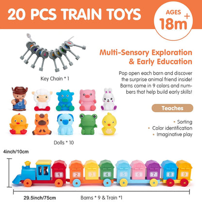 Montessori Train/Surprise Party Gift Set: Toddler Learning Toys, Counting & Sorting Toys, Fine Motor Finger Puppet Games for Kids