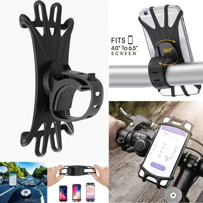VIKEFON 360 Rotatable Mobile Phone Bicycle Holder Bike Safe Bracket Silicone Support Silicone Pull Type For All Phone Stand