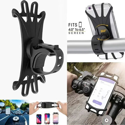 VIKEFON 360 Rotatable Mobile Phone Bicycle Holder Bike Safe Bracket Silicone Support Silicone Pull Type For All Phone Stand