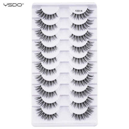 YSDO 5/10 Pairs Half Lashes Cat Eyelashes Soft Natural Clear Band False Lashes Natural Wispy Faux 3d Mink Eyelashes Makeup Tools