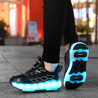 Children's and Teenage Roller Skates - Fashionable Upgraded Edition with Enhanced Stability - Detachable Dual-Use Sports Shoe