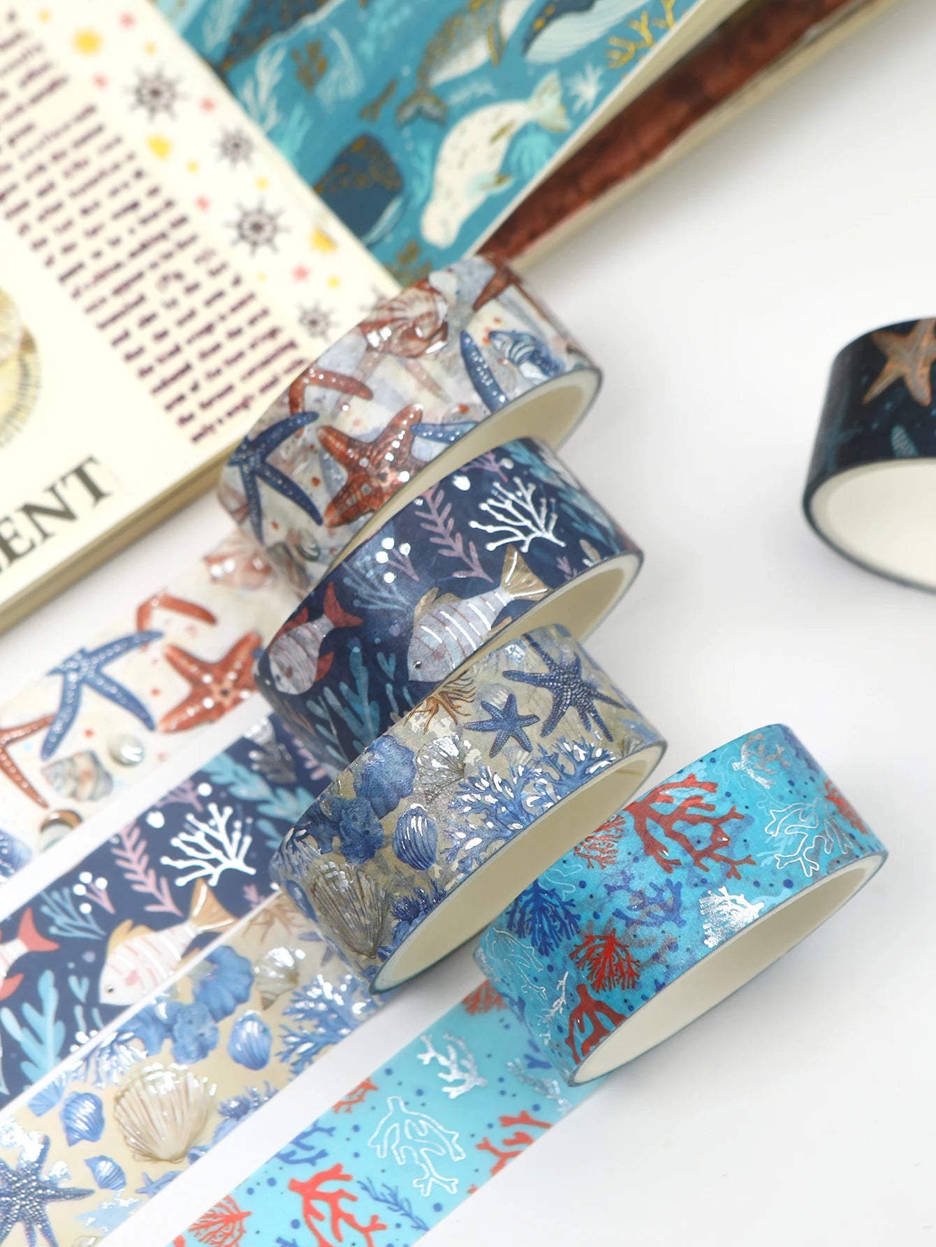 Creative Floral Hot Foil Washi Tape Set, 12 Rolls Decorative Masking Tape for Scrapbooking, Journaling, DIY Gift Supplies
