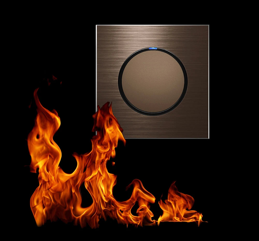 Wallpad Wall Switch 1 Way 2 Way, Circle Round Button, Blue LED Indicator, Brushed Aluminum Finishing, Black Gold SIlver Brown