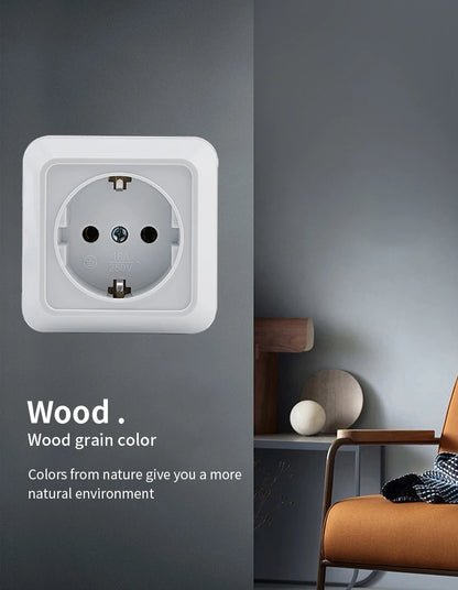 WESA White Wall Mount Socket EU Standard Electrical Outlett Ground Vintage Surface Power Socket Plug Flame Retardant Plastic