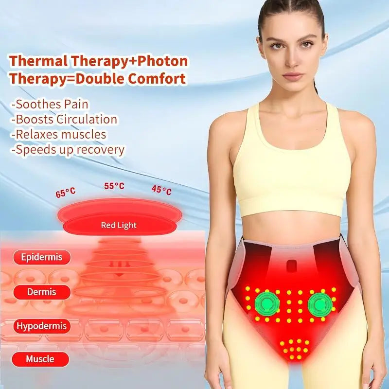 Red Light Heating Women's Underwear with Abdominal Massager Relieves Abdominal Pain Cold Uterus Menstrual Cramps Warm