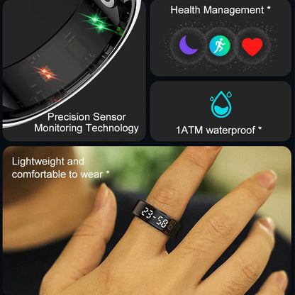 R11C Smart Ring, Men Women, Display Screen Gesture Swipe Video Smartring Waterproof Heart Rate Sleep Monitor Qring for Android IOS