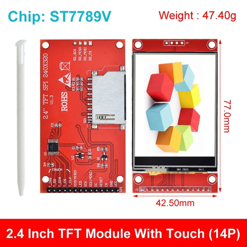 1.44/1.77/1.8/2.2/2.4/2.8 Inch TFT Color Screen LCD Display Module Driver ST7735 ST7789V ILI9225 ILI9341 SPI Interface 240*320
