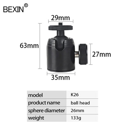 Mini Cold Shoe Ball Head, Dual Use 1/4 Screw Cold Shoe Aluminum Alloy Ball Head for Camera Phone Speedlite Tripod Selfie Stick, BEXIN K19