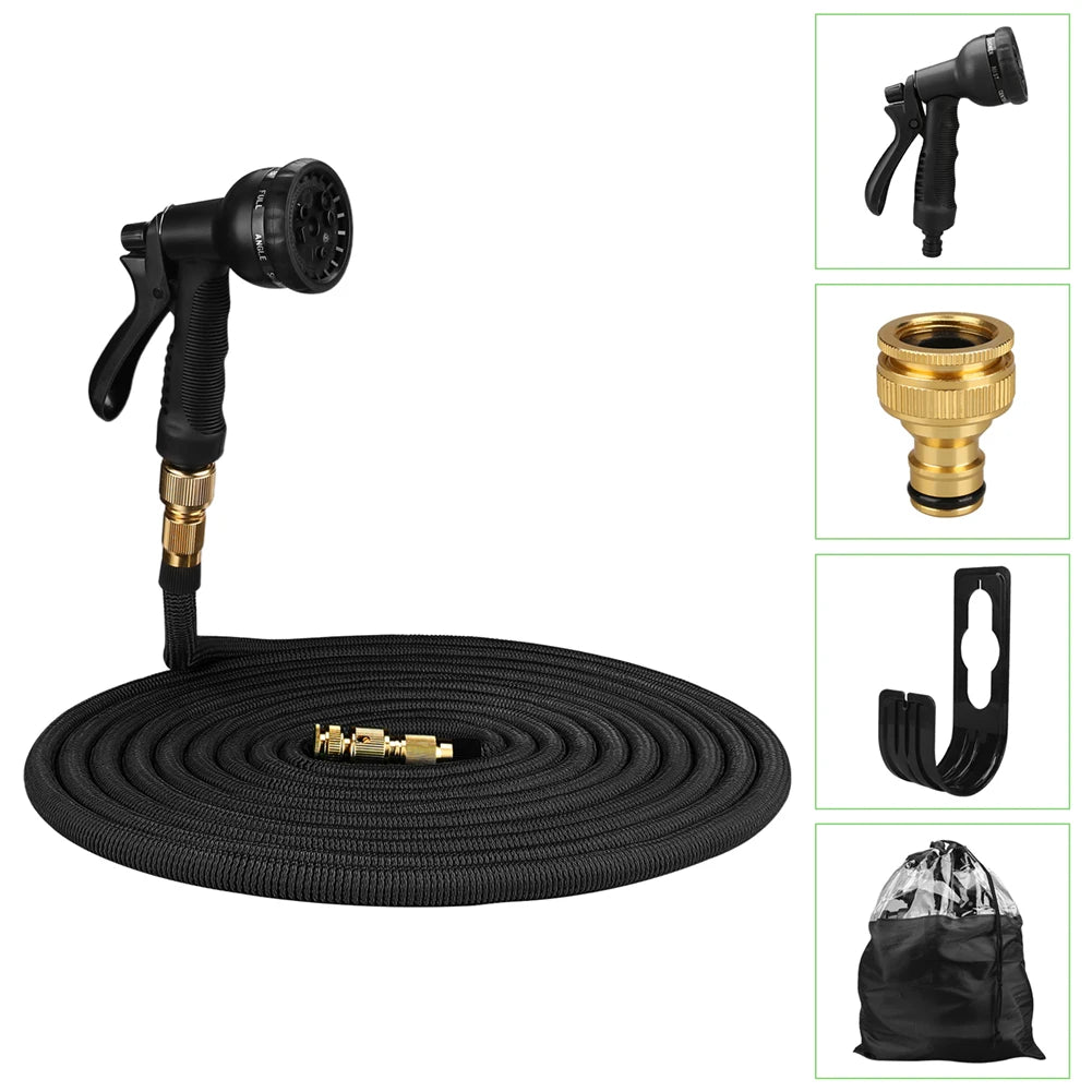 Garden Water Hose Expandable Double Metal Connector High Pressure PVC Reel Magic Water Pipes for Garden Farm Irrigation Car Wash