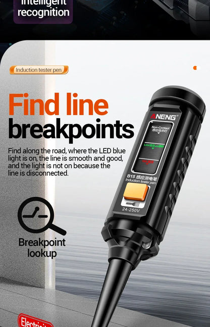 Multifunction Voltage Tester, Pen Detector, Induction AC 24V-250V Voltmeter, NCV Wire Line breakpoint electrician Tools, ANENG B15