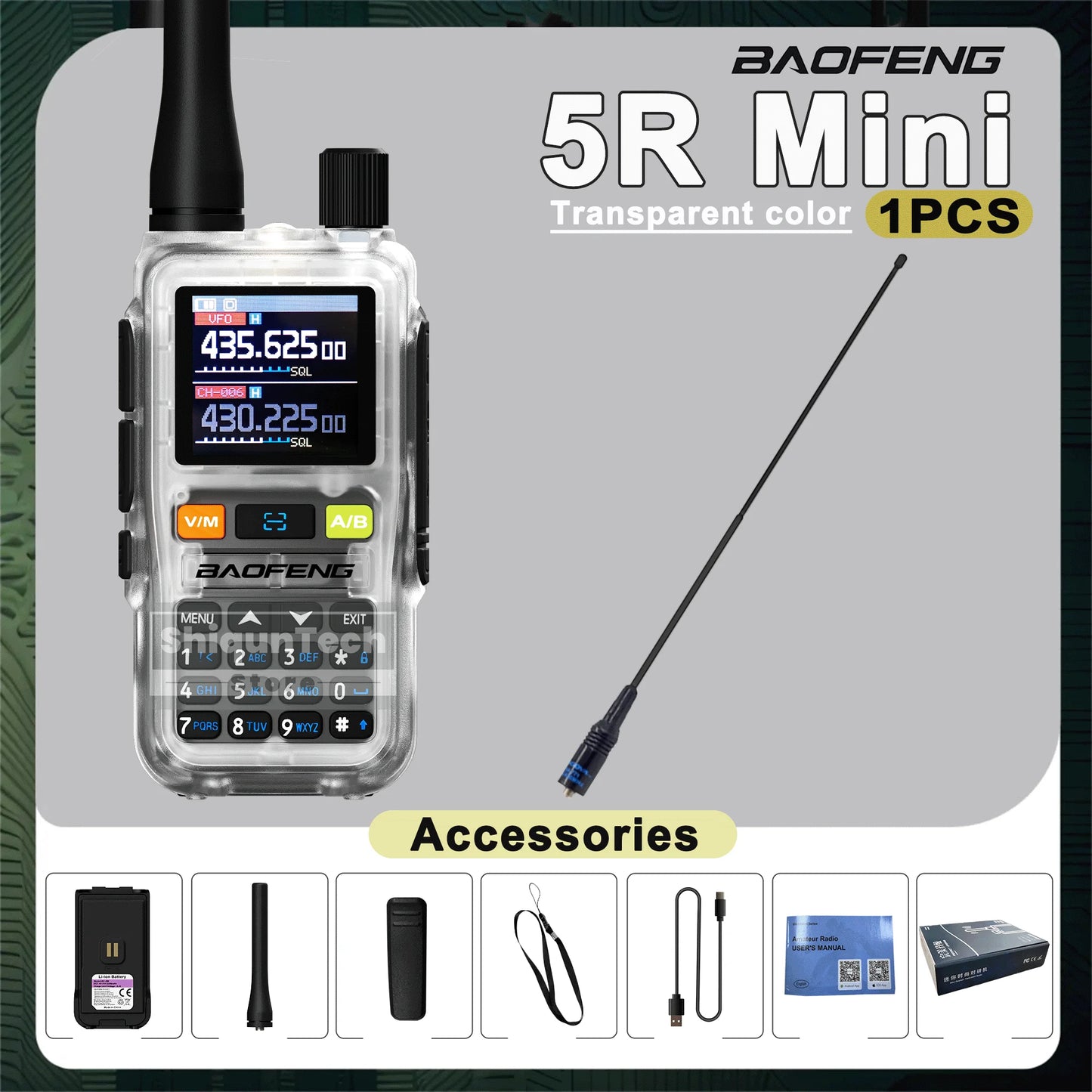 Baofeng UV 5R Mini Walkie Talkie Banda Aérea UHF/VHF Doble Vigilancia Doble PTT Programación Bluetooth Tipo-C Camping Radioaficionado Actualización 5R