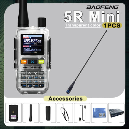 Baofeng UV 5R Mini Walkie Talkie Banda Aérea UHF/VHF Doble Vigilancia Doble PTT Programación Bluetooth Tipo-C Camping Radioaficionado Actualización 5R