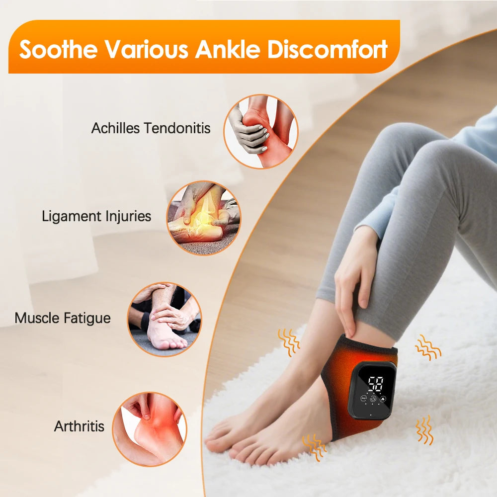 Electric Foot Massager Vibration Relaxation Ankle Massager Warm Hot Compress Ankle Brace Joint Sprain Support Ankle Protection