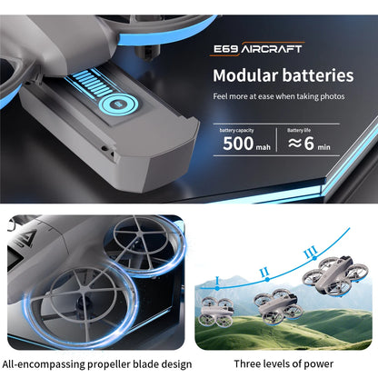 Lenovo E69 Drone HD Dual 8K Camera Optical Flow Aircraft Screen Control Aerial Brushless Photography Remote Control Aircraft