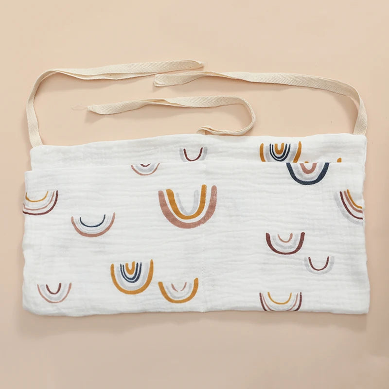 100% Cotton Baby Crib Storage Bag Multifunctional Newborn Bed Headboard Organizer For Kids Baby Bedding Diaper Bag