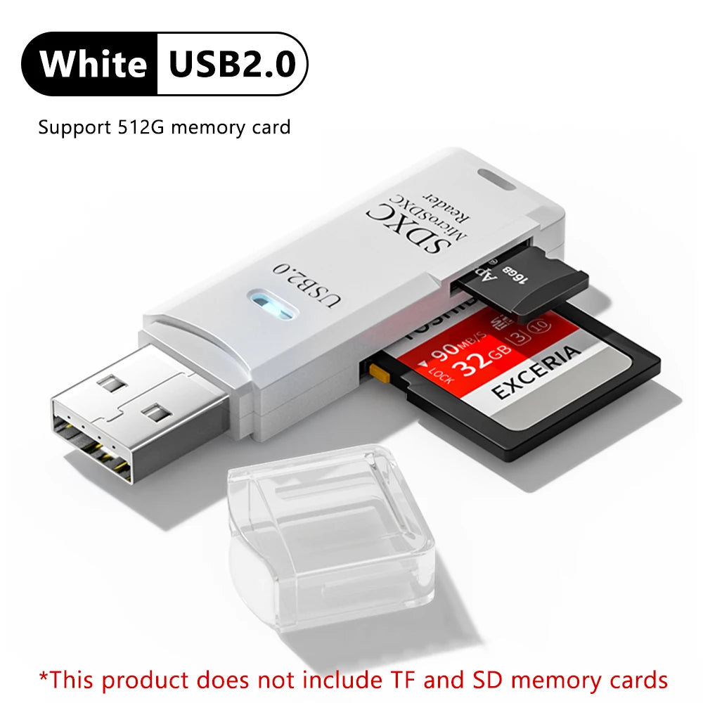 2 In 1 USB 3.0 2.0 Micro SD TF Card Reader High Speed Data Transmission up to 5Gbps Multiple Compatibility for PC Laptops Camera