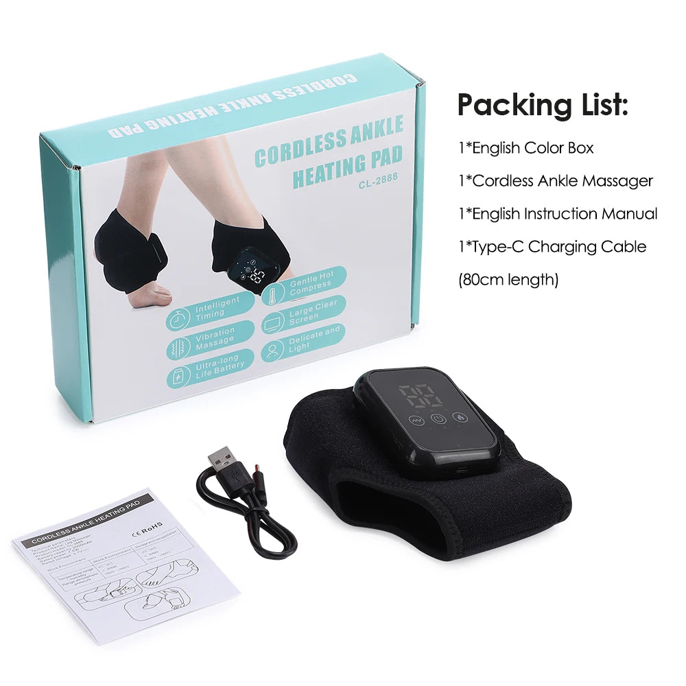 Electric Foot Massager Vibration Relaxation Ankle Massager Warm Hot Compress Ankle Brace Joint Sprain Support Ankle Protection