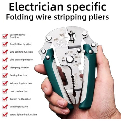 Foldable Wire Stripper Multifunctional Wire Stripper Wire Stripping Pliers Crimper Wire Crimping Tool for Electricians Home DIY