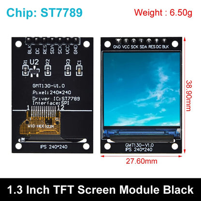 TFT Display, 0.96/1.3/1.44/1.8/2.4/2.8/3.5 Inch TFT Full Color Screen LCD Module, ST7735 ILI9341 Driver Interface SPI for Arduino