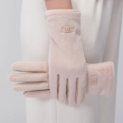 Korean Elegant Suede Gloves for Women Faux Mink Fur Warm and Skin Friendly Touch Screen Gloves Sweet and Soft Commuting Gloves