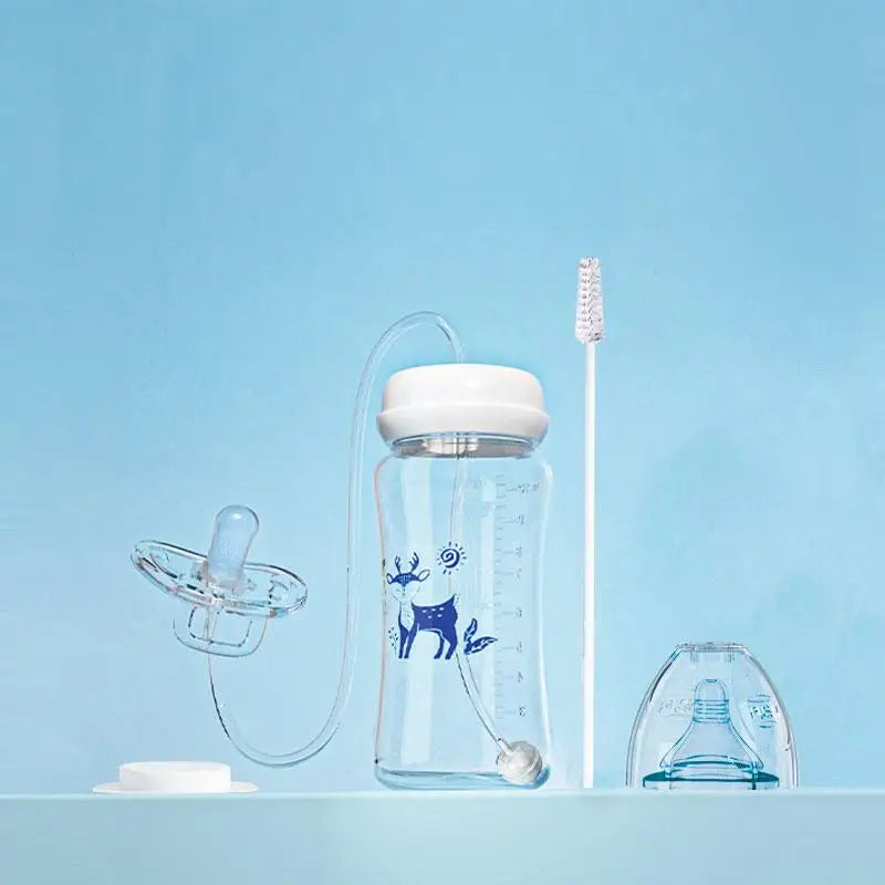 3-in-1 Hands-Free 300ML Wide-neck Baby Bottle,Milk Storage Bottle,Pacifier,Multi-Function Anti-Drop Gravity Ball Feeding Bottle