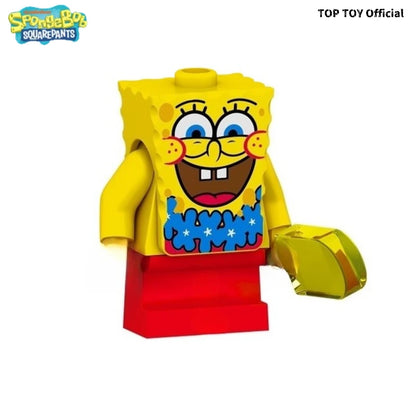 SpongeBob SquarePants Big Star Krabby Patty Burger King Anime People Cartoon Anime Small Particle People Assembly Toy Model Gift