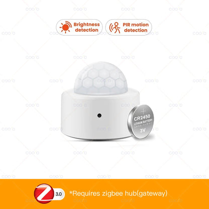 Tuya Zigbee Smart PIR Motion Sensor Infrared Detector with Lux Detection Anti-theft Alarm Sensor Wireless Security Protection