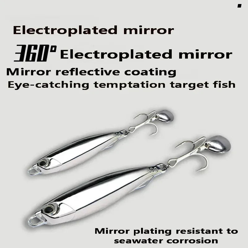 1Pc, Electroplated Lron Plate Rod Metal Fishing Bait, 60g 40g 30g 20g, Portable Fishing Lure, Sharp Hoops Tip, Spinning Tackle Tool