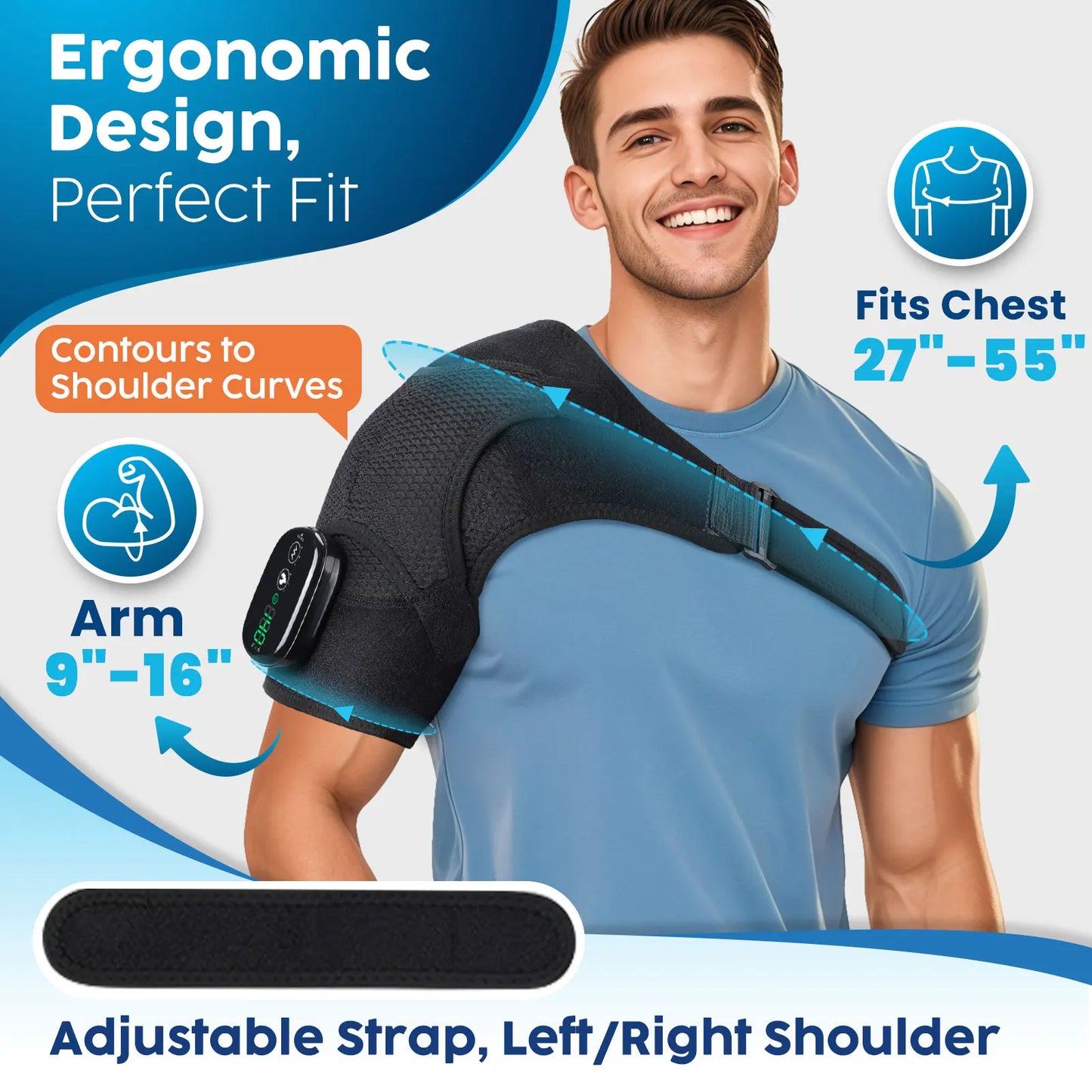3-in-1 Heated Vibration Massager for Knee, Shoulder, and Elbow - 3 Heat Levels, 3 Vibration Modes, Non-Slip Wrap Design