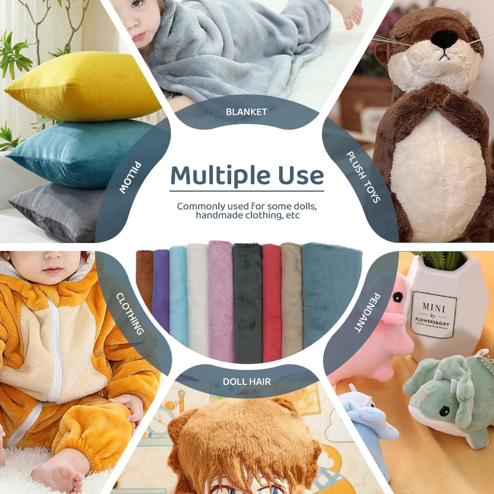 5mm Pile Length Soft Minky Fabric Sewing For Cotton Doll Hair Thicken Encryption Fabric Plush Single Sided Stuffed Animals Toys