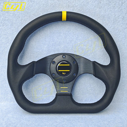 13-inch 320mm D-Shape Leather Steering Wheel JDM Universal Racing Sports Steering Wheel