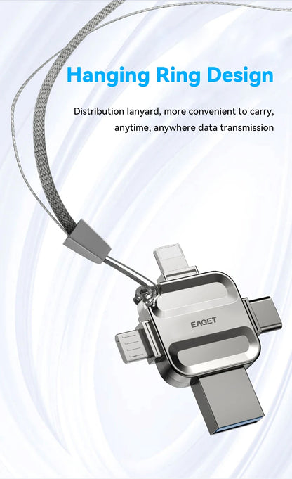 Eaget 4 in 1 Mini USB Flash Drive USB Type C Mirco B Lighting to USB 3.2 Pendrive USB Memories Stick for Phones PC Laptops