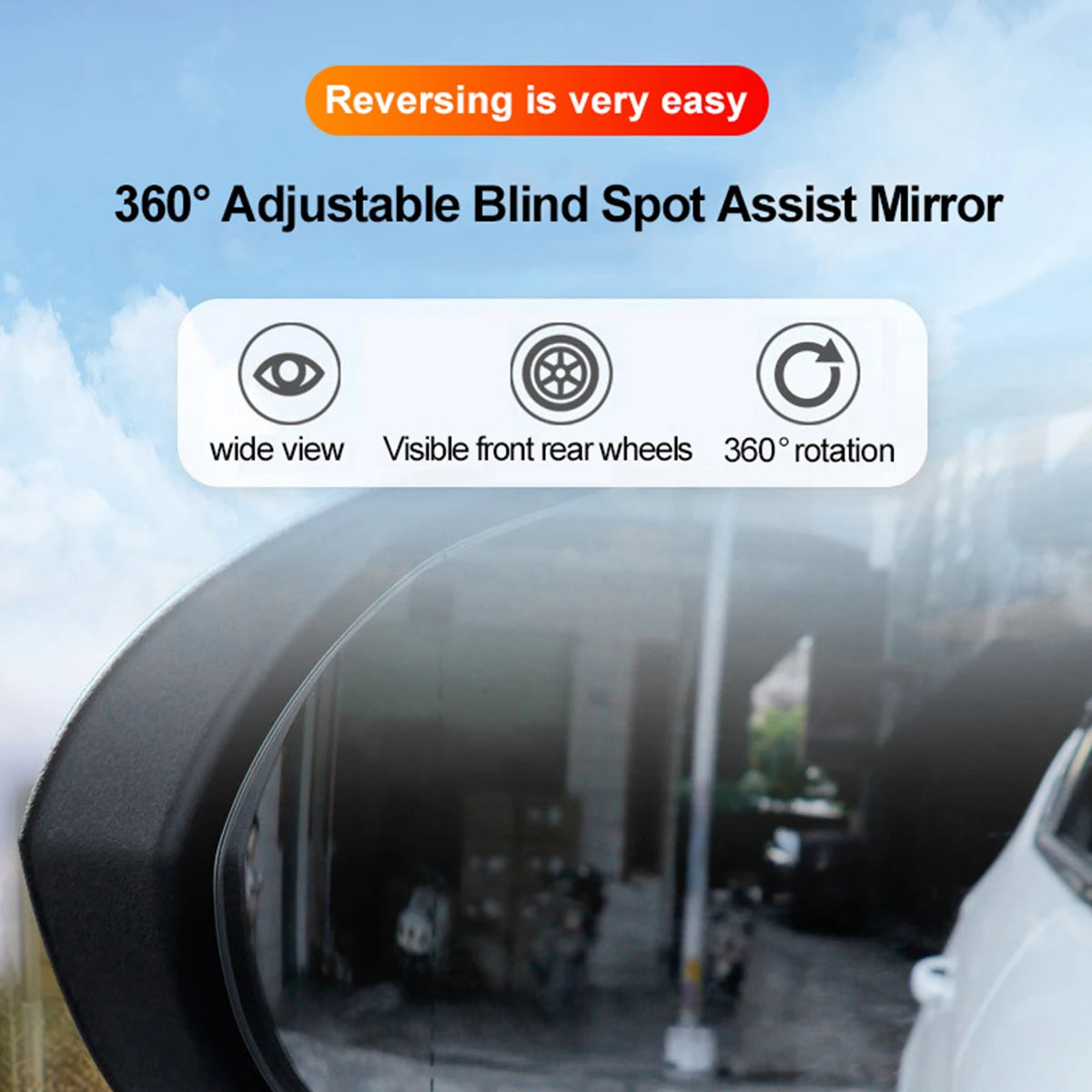 2Pcs, Car Rearview Mirrors, 360° Blind Spot Mirror, Adjustable Rotatable Convex Wide-angle Clear Rearview Safety Mirror Accessories