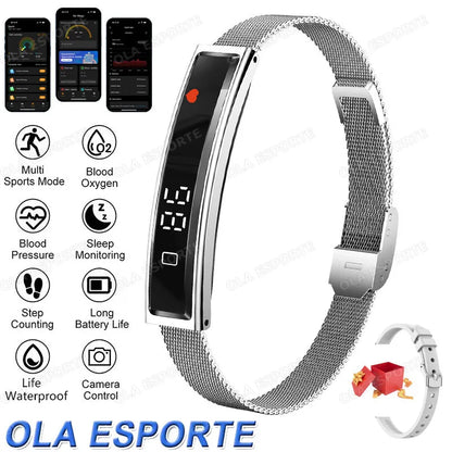 New Health Smart Bracelet Men Women Fitness Sports Band Stress Test HRV Monitor Waterproof Pedometer Smart Watch for Android iOS