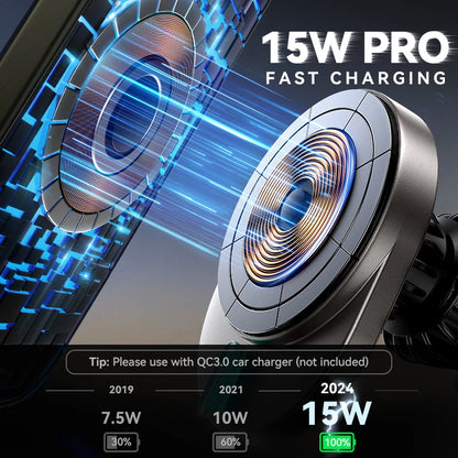 15W Magnetic Phone Holder Mount Charger, Fast Wireless Car Charger for iPhone 16/15/14/13, Air Vent Car Phone Mount 1/2pcs, JOYROOM