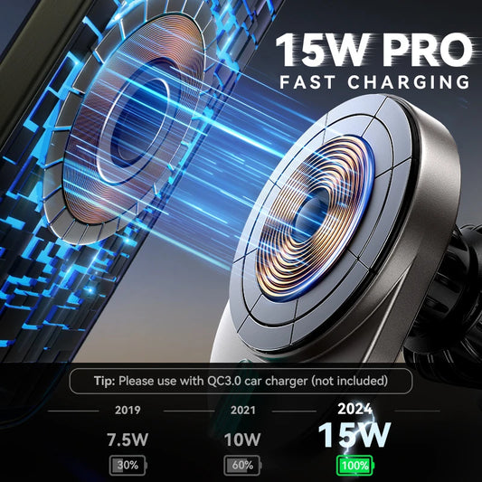 15W Magnetic Phone Holder Mount Charger, Fast Wireless Car Charger for iPhone 16/15/14/13, Air Vent Car Phone Mount 1/2pcs, JOYROOM