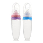 120 ml/4oz Infant Baby Liquid Silicone Food Squeeze Feeder | Fruit Puree & Rice Paste Dispenser | Detachable Spoon